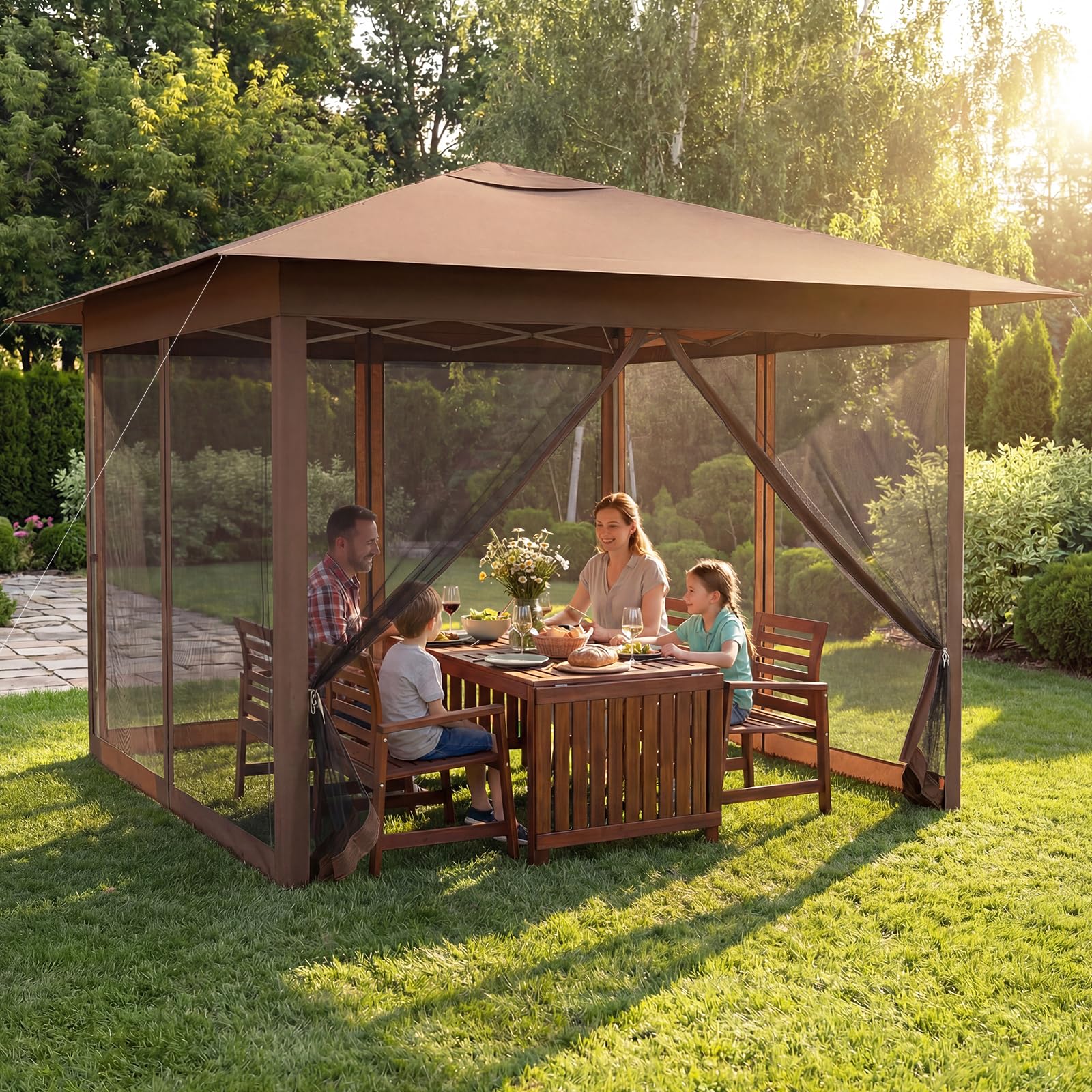 Tangkula 11.5x11.5 FT Pop Up Gazebo Heavy-Duty Metal Frame